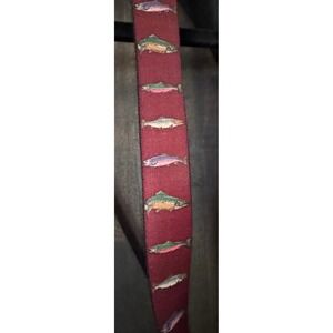 Vintage 1992 Anglers Expressions Trout Fish Suspenders Burgundy Made in USA Men